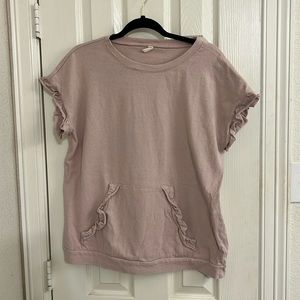 Pinkblush Short-Sleeved Sweatshirt with Ruffles